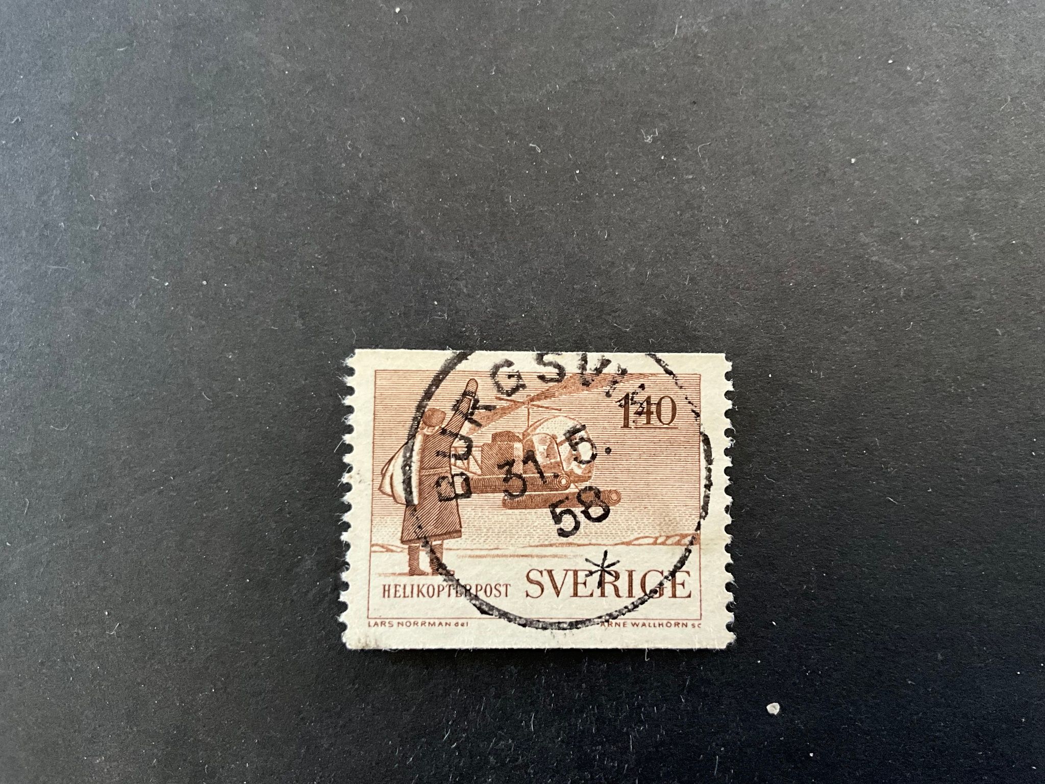 Sjö och helikopterpost facit nr 489 praktstämplat BURGSVIK