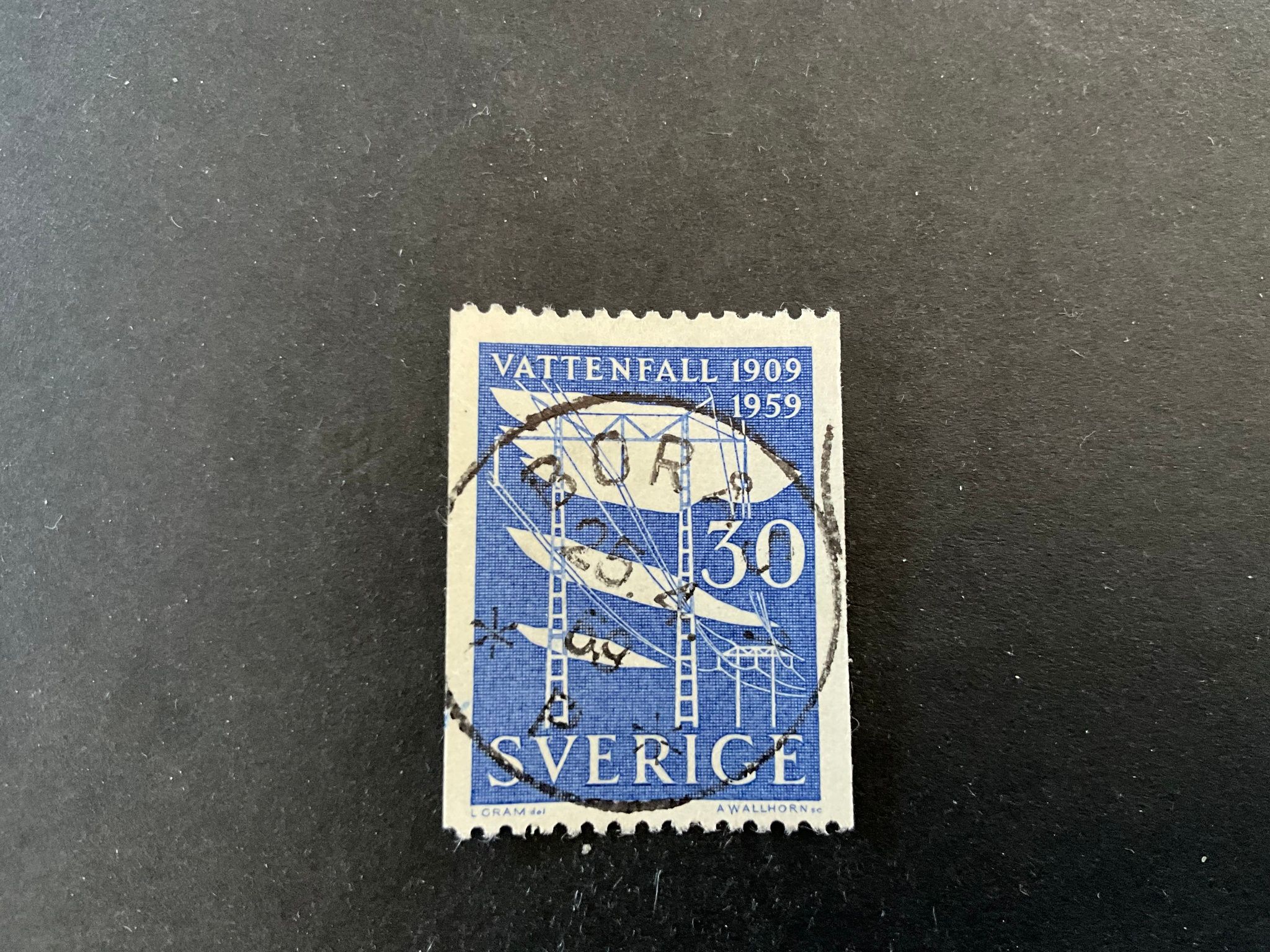 Vattenfall 50 år facit nr 500 A fin stämpel BORÅS 1