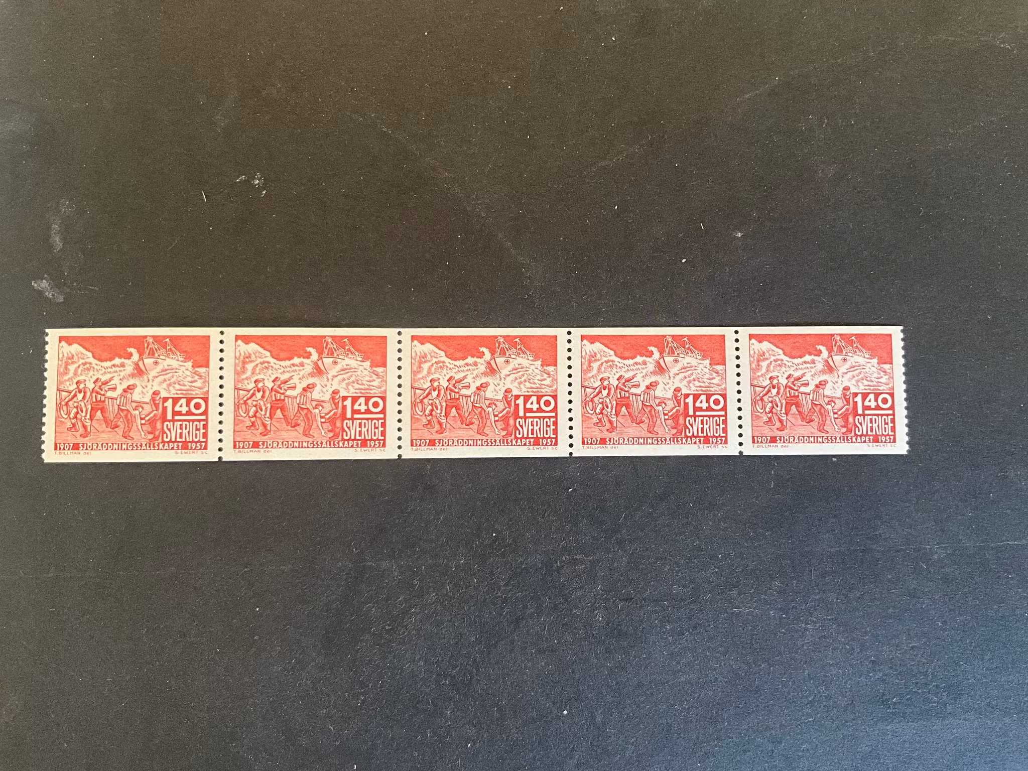 Sjöräddningssällskapet 50 år facit nr 487 postfriskt 5-strip