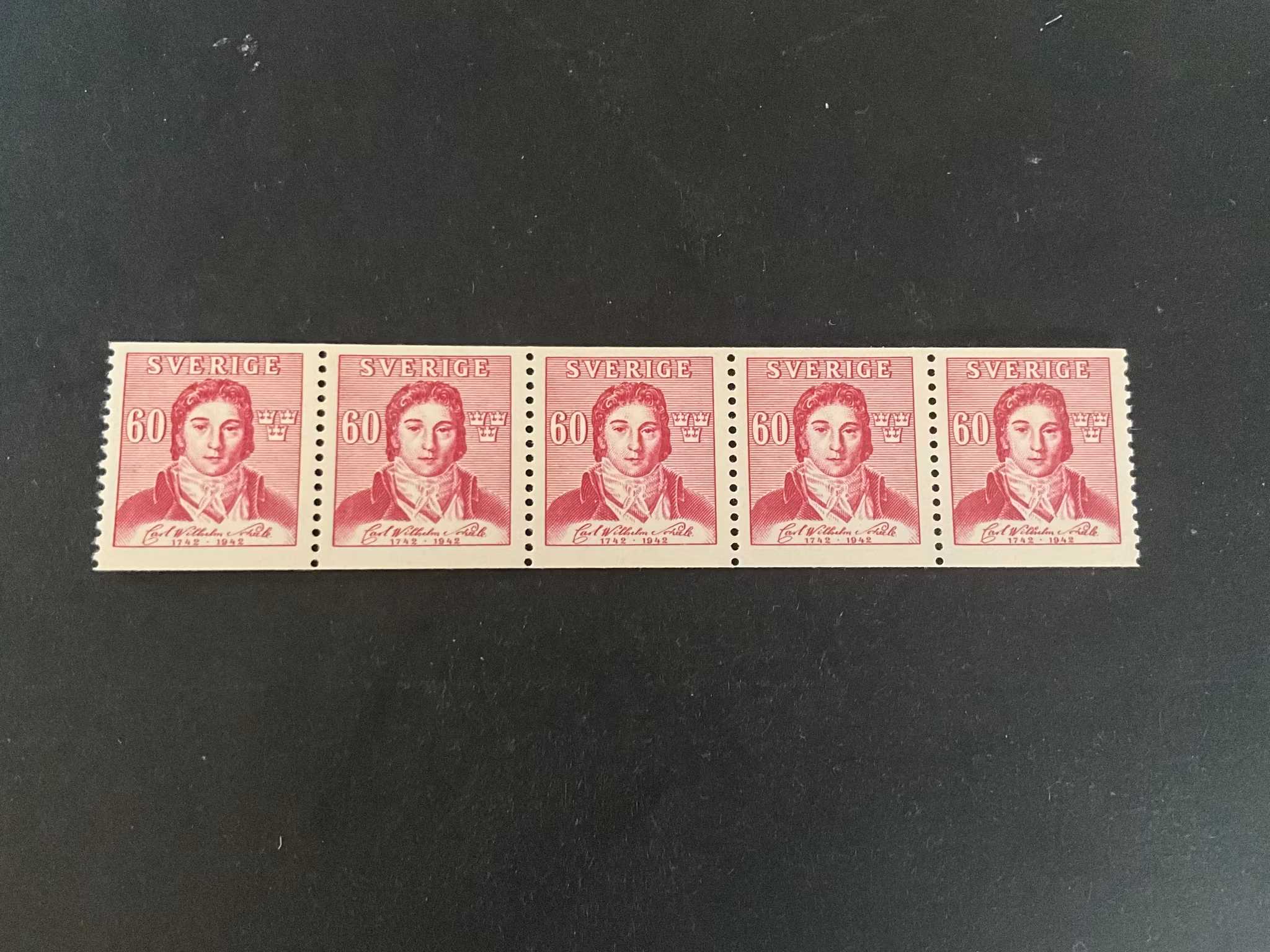 Scheele facit nr 343 postfriskt 5-strip
