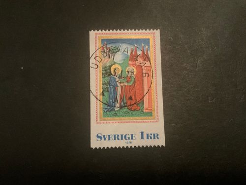 Medeltida bokmåleri facit nr 985 A2 lyxstämplat UDDEVALLA 6