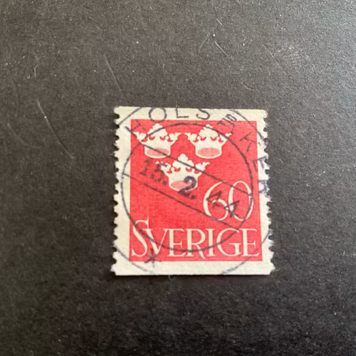 Tre kronor facit nr 286 praktstämplat HOLSÅKER
