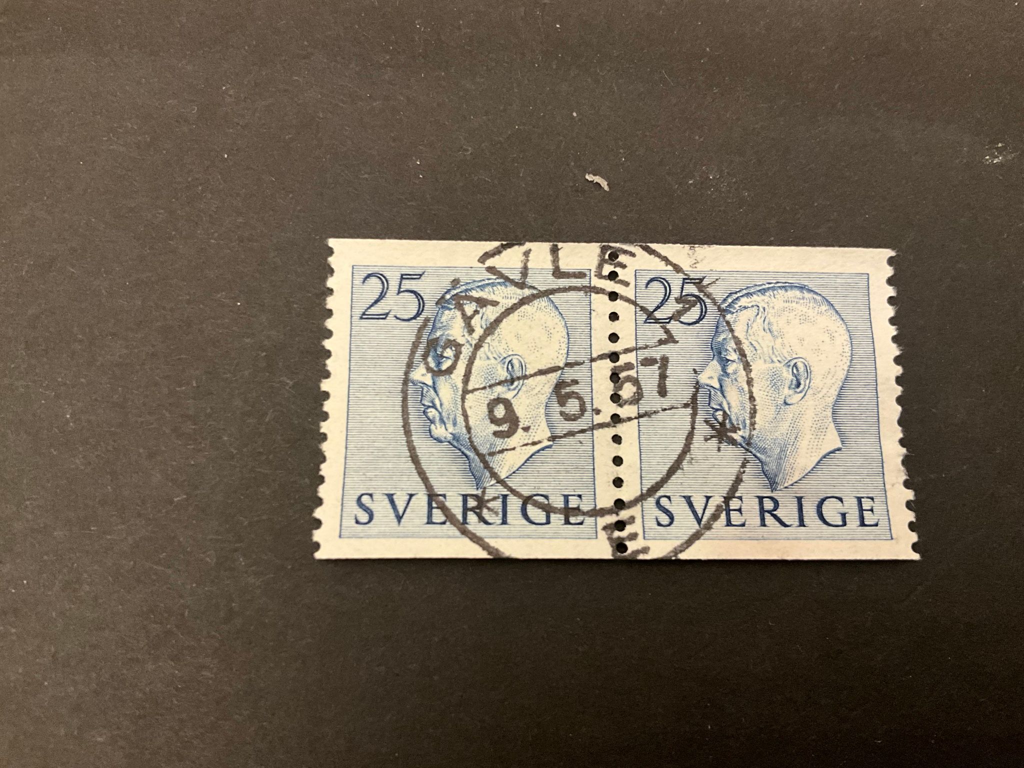 Gustaf VI Adolf typ I facit nr 406 A i 2+2-sidigt par praktstämplat GÄVLE 1