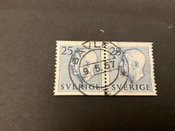 Gustaf VI Adolf typ I facit nr 406 A i 2+2-sidigt par praktstämplat GÄVLE 1
