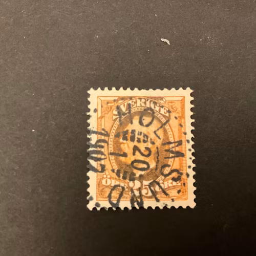 Oscar II facit nr 57 fin sidvänd stämpel HOLMSUND