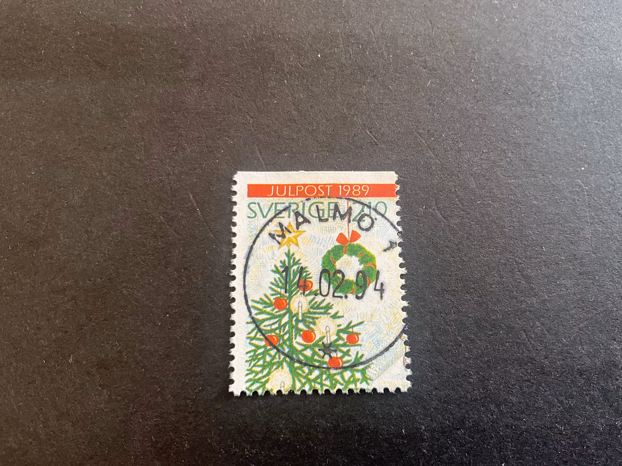 Julpost 1989 facit nr 1593 lyxstämplat MALMÖ 1