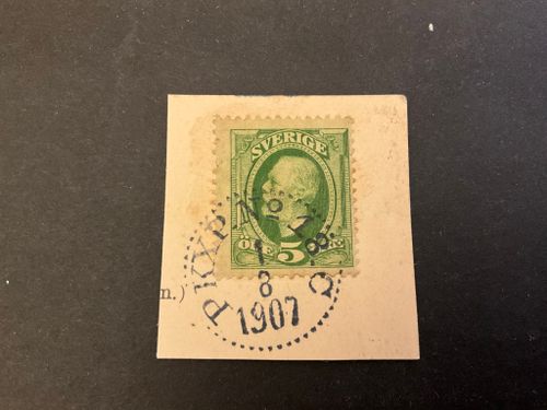 Oscar II facit nr 52 praktstämplat PKXP No 18 C på klipp