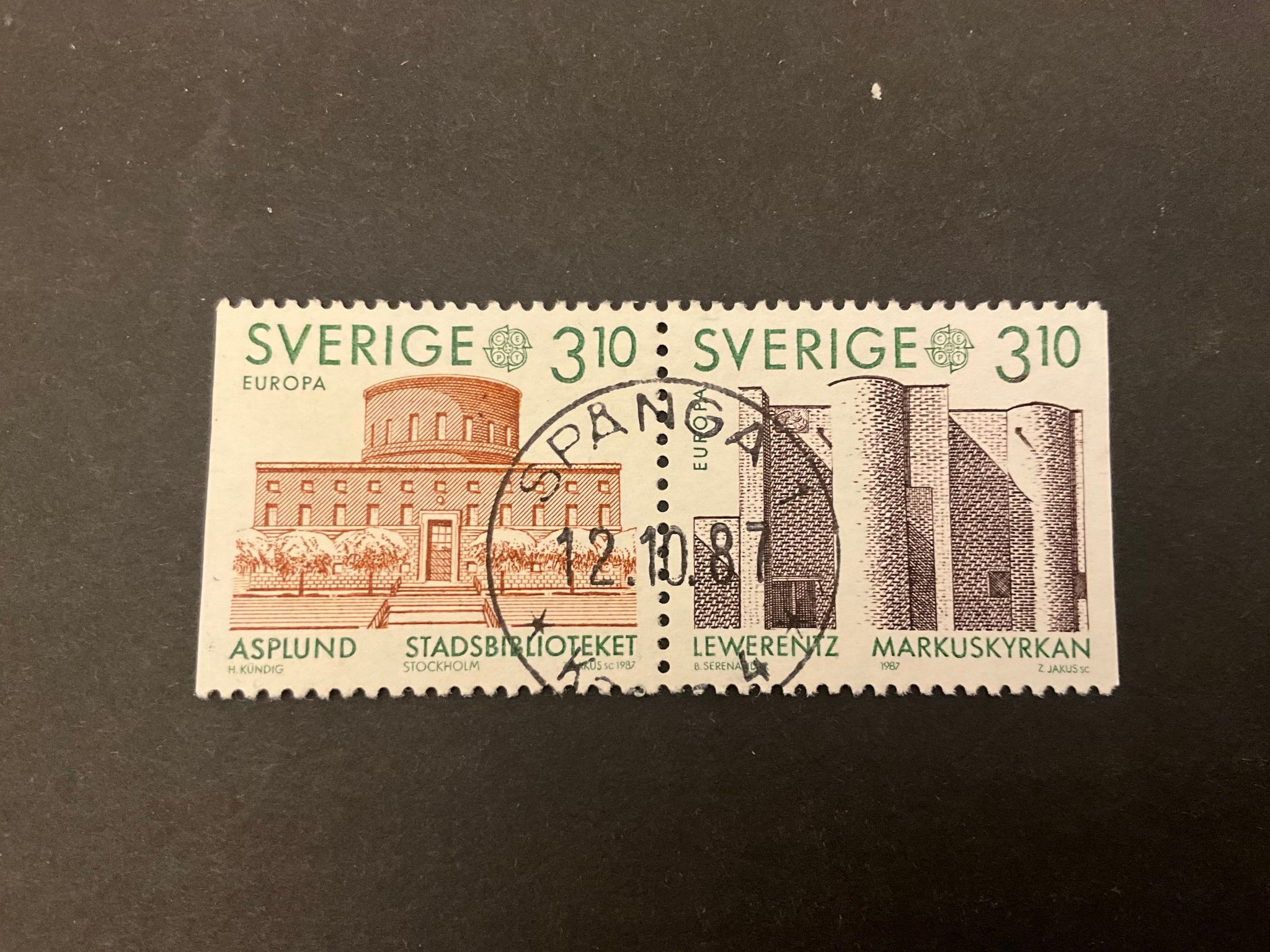 Europa XVI facit nr 1447 SX praktstämplat par SPÅNGA 1