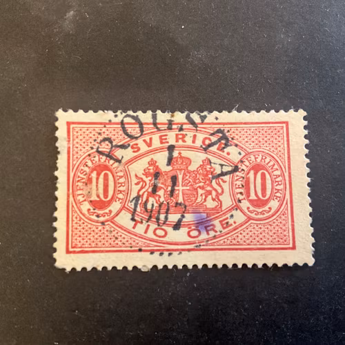 Tjänstefrimärke TJ 16 B praktstämplat ROGSTA