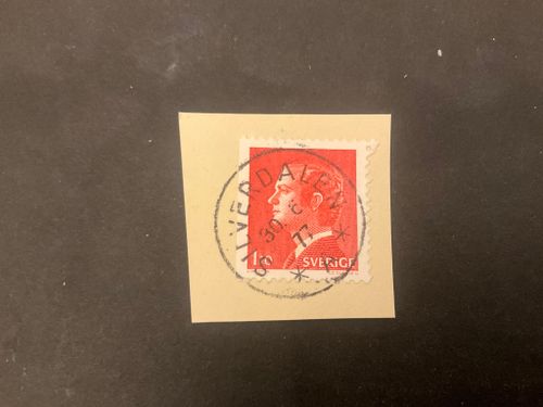 Carl XVI Gustaf typ I facit nr 919 B1 praktstämplat på klipp SILVERDALEN