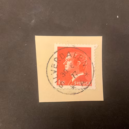 Carl XVI Gustaf typ I facit nr 919 B1 praktstämplat på klipp SILVERDALEN