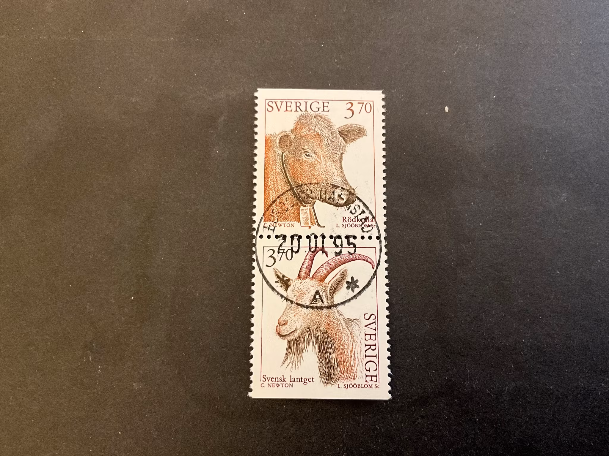 Lantdjur 2 facit 1880 SX lyxstämplat par EUROSTOP HALMSTAD