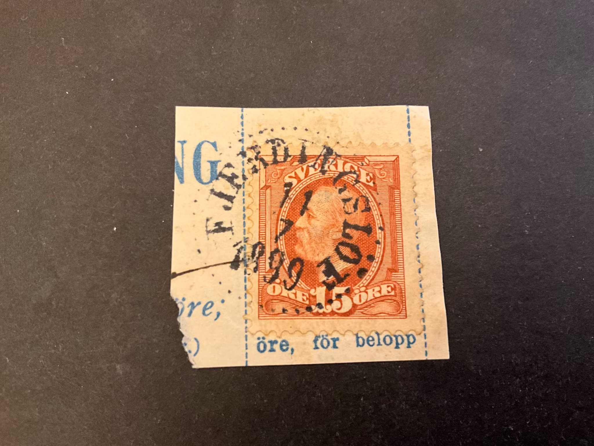 Oscar II facit 55 praktstämplat på klipp FJERDINGSLÖF
