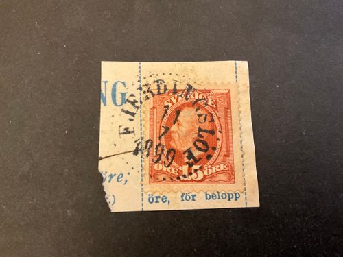 Oscar II facit 55 praktstämplat på klipp FJERDINGSLÖF