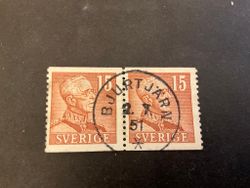 Gustaf V profil höger facit 275 i 2+2-sidigt par lyxstämplat BJURTJÄRN