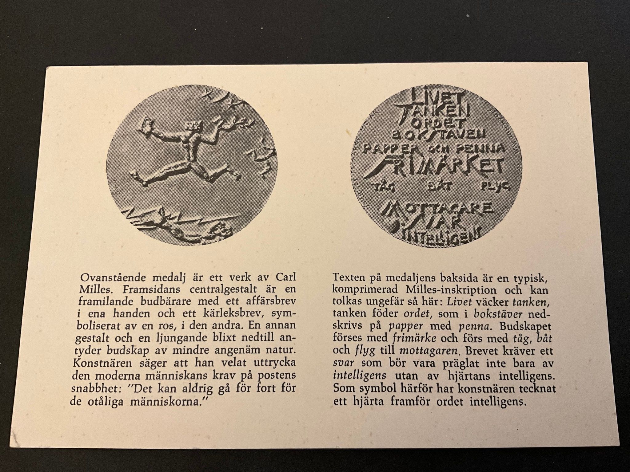 Kort med minnespoststämpel MALMÖ FILATELISTFÖRENING 60 ÅR