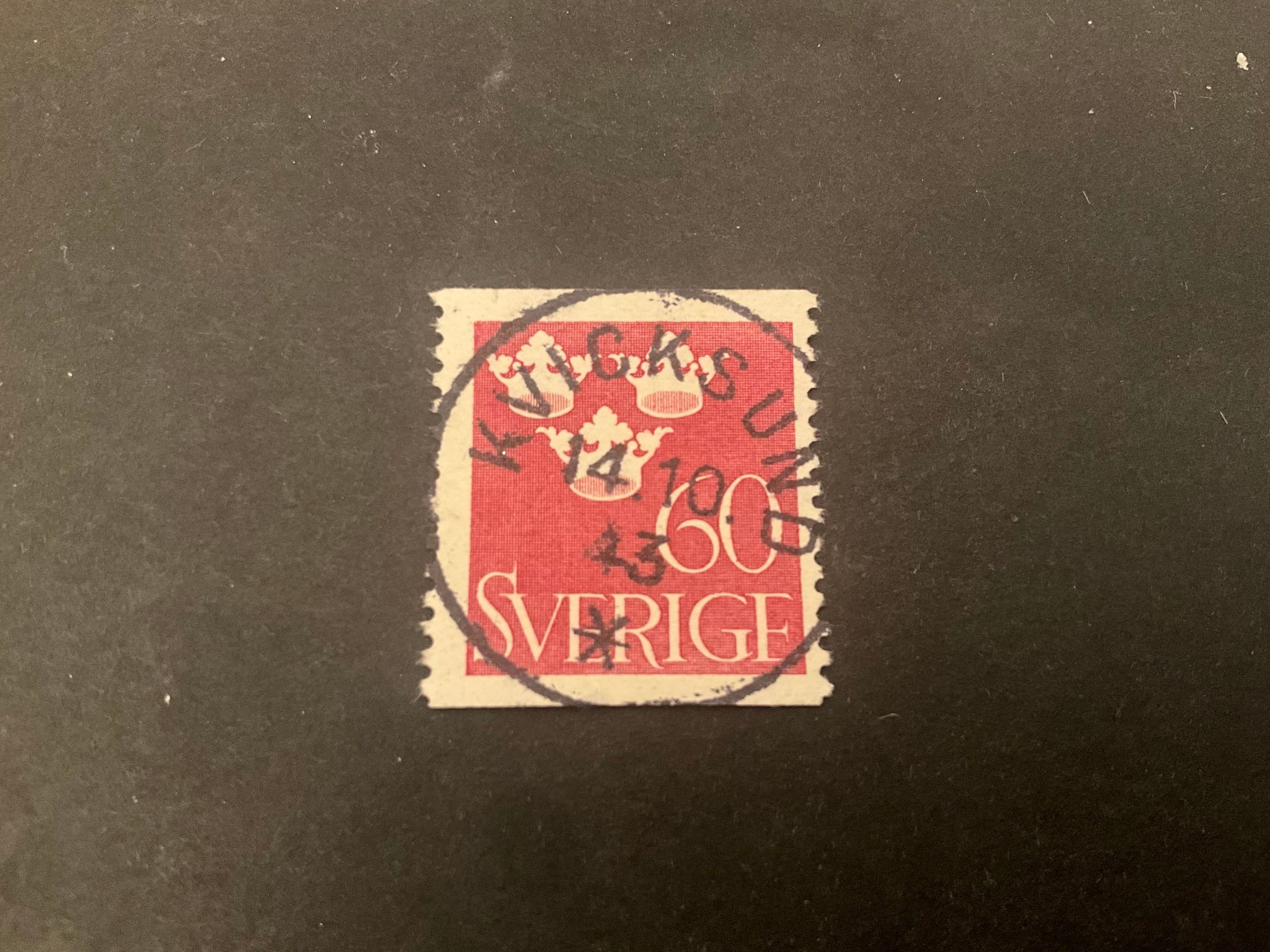 Tre kronor facit 286 praktstämplat KVICKSUND