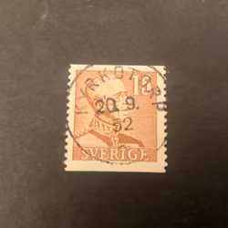 Gustaf V profil höger facit nr 275 lyxstämplat KYRKOTORP