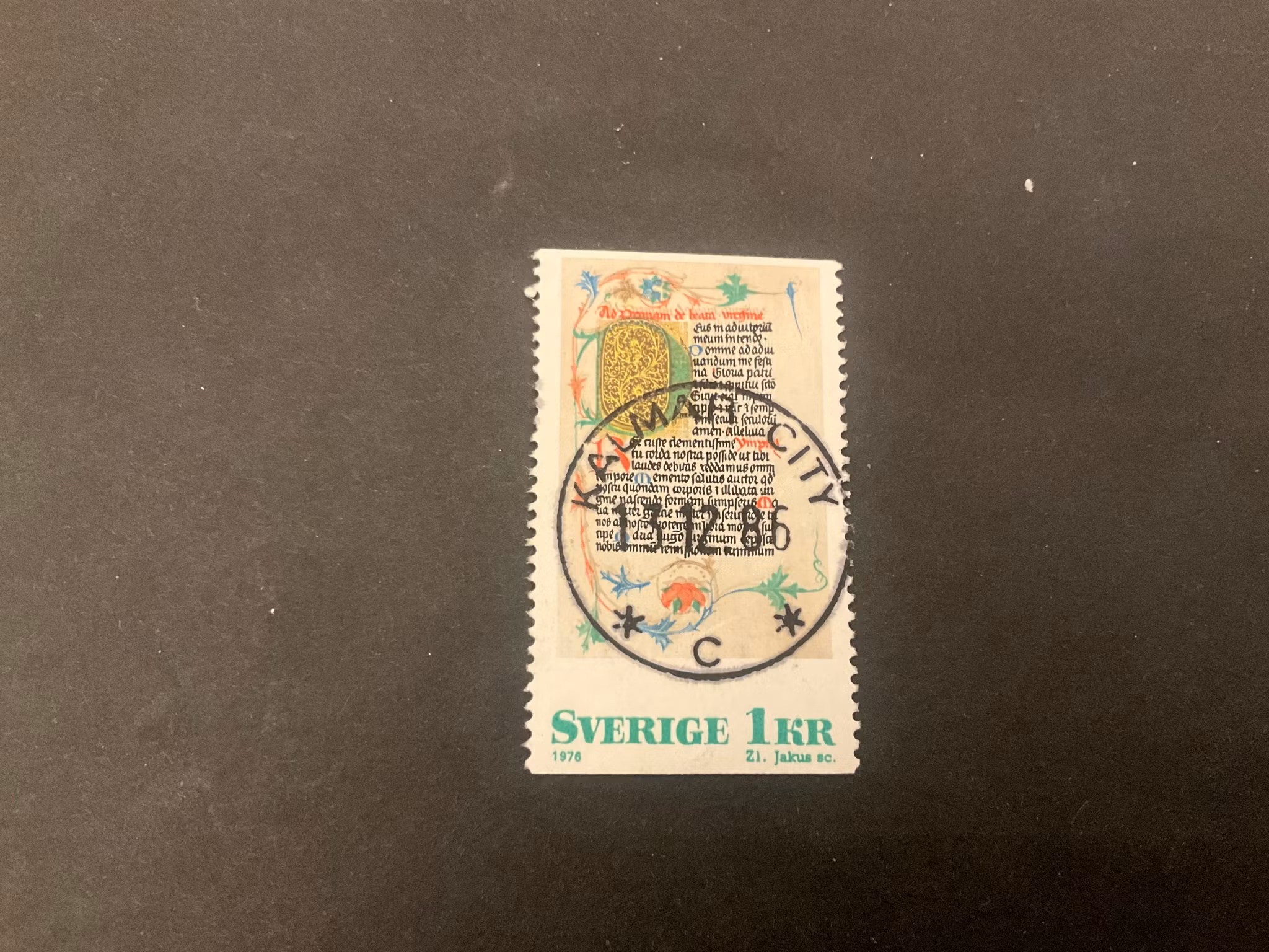 Medeltida bokmåleri facit nr 986 lyxstämplat KALMAR CITY