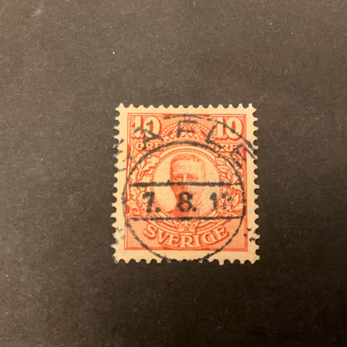 Gustaf V i medaljong facit nr 82 lyxstämplat GÄFLE
