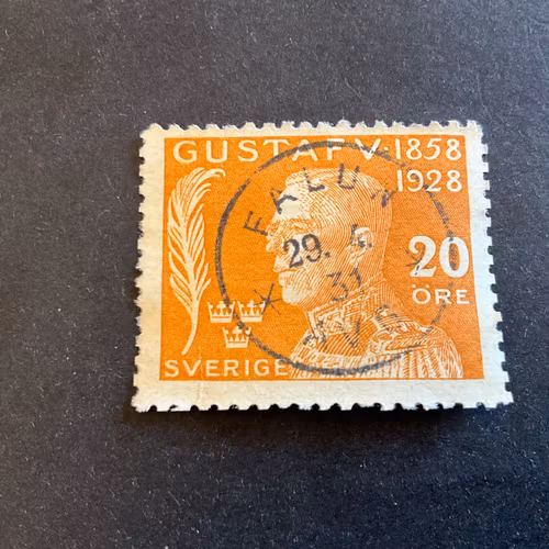 Gustaf V 70 år facit nr 229 praktstämplat FALUN