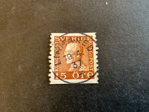 Gustaf V profil vänster facit 178 A praktstämplat LIMMARED