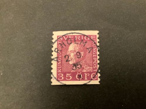 Gustaf V profil vänster facit 187 praktstämplat ARHOLMA