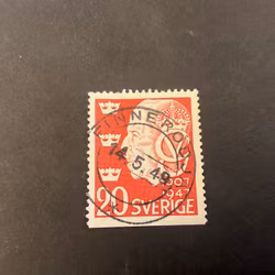 Gustaf V 40-års jubileum facit nr 377 B2 praktstämplat FINNERÖDJA