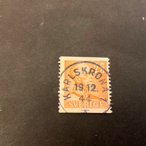 Gustaf V profil höger facit 277 lyxstämplat KARLSKRONA 1