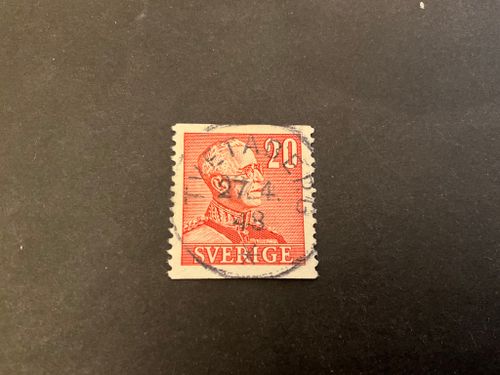 Gustaf V profil höger facit 276 A lyxstämplat TVETABERG