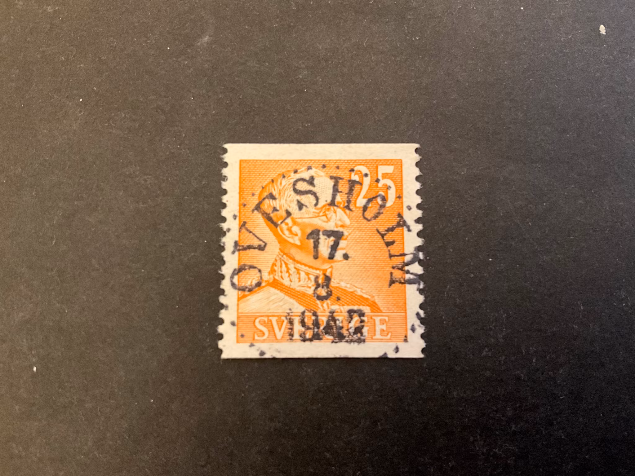 Gustaf V orofil höger facit 277 praktstämplat OVESHOLM