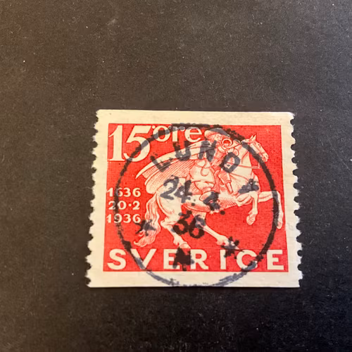 Postverket facit 248 A med brott i rockkanten praktstämplat LUND 1