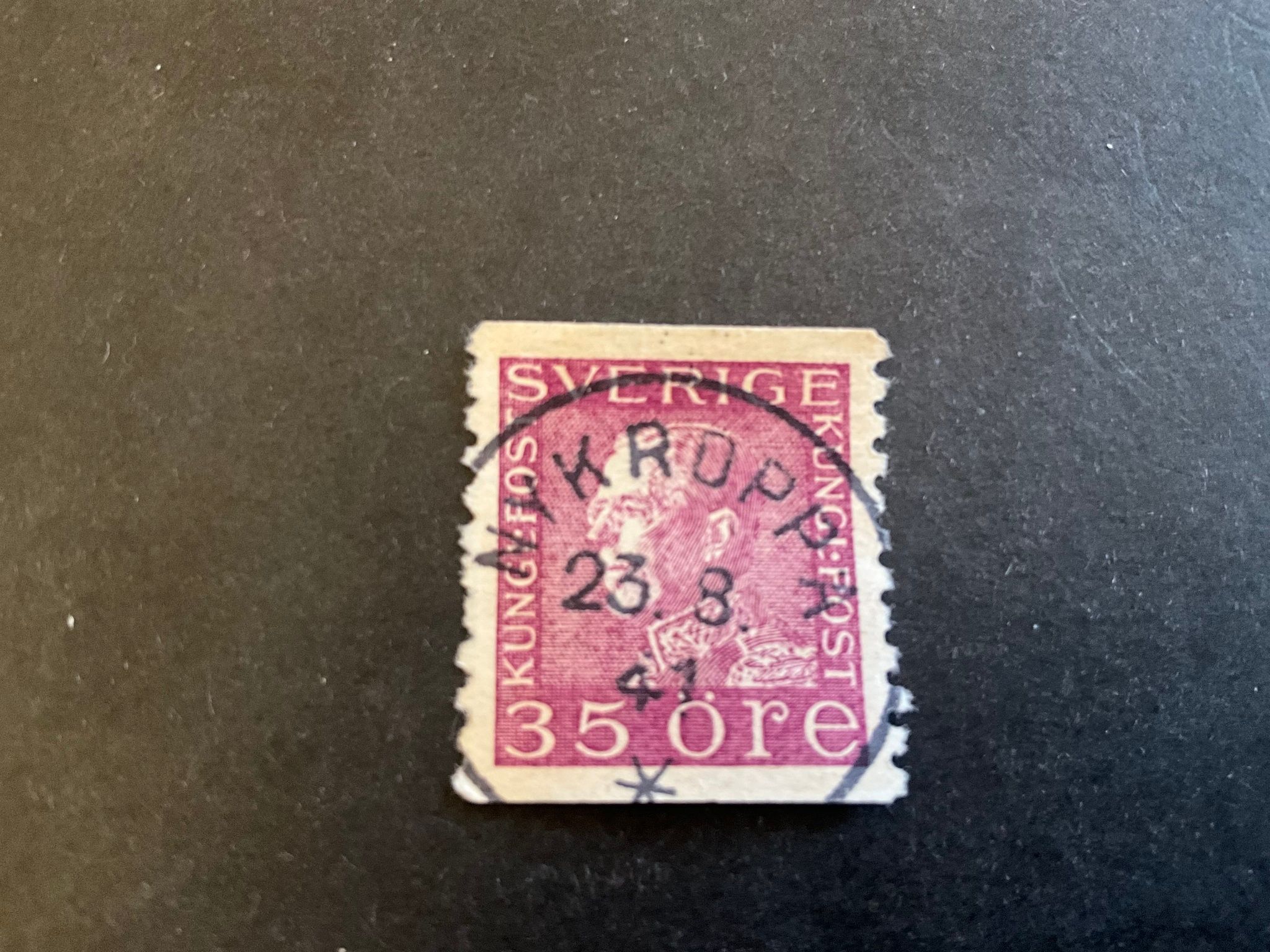Gustaf V profil vänster facit 187 praktstämplat NYKROPPA
