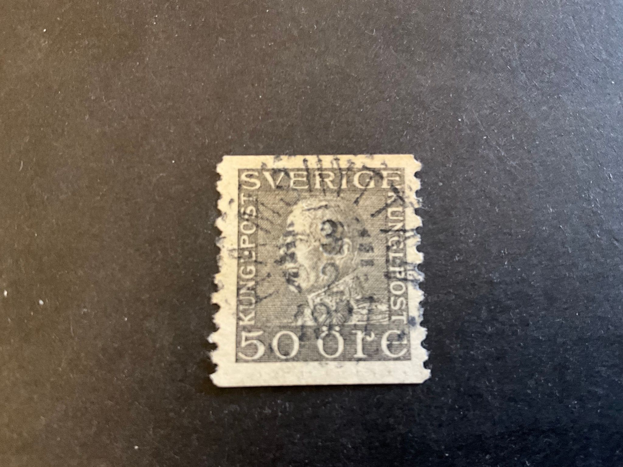 Gustaf V profil vänster facit 192 lyxstämplat RÄMSHYTTAN