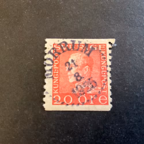 Gustaf V profil vänster facit 180 praktstämplat MÖRRUM