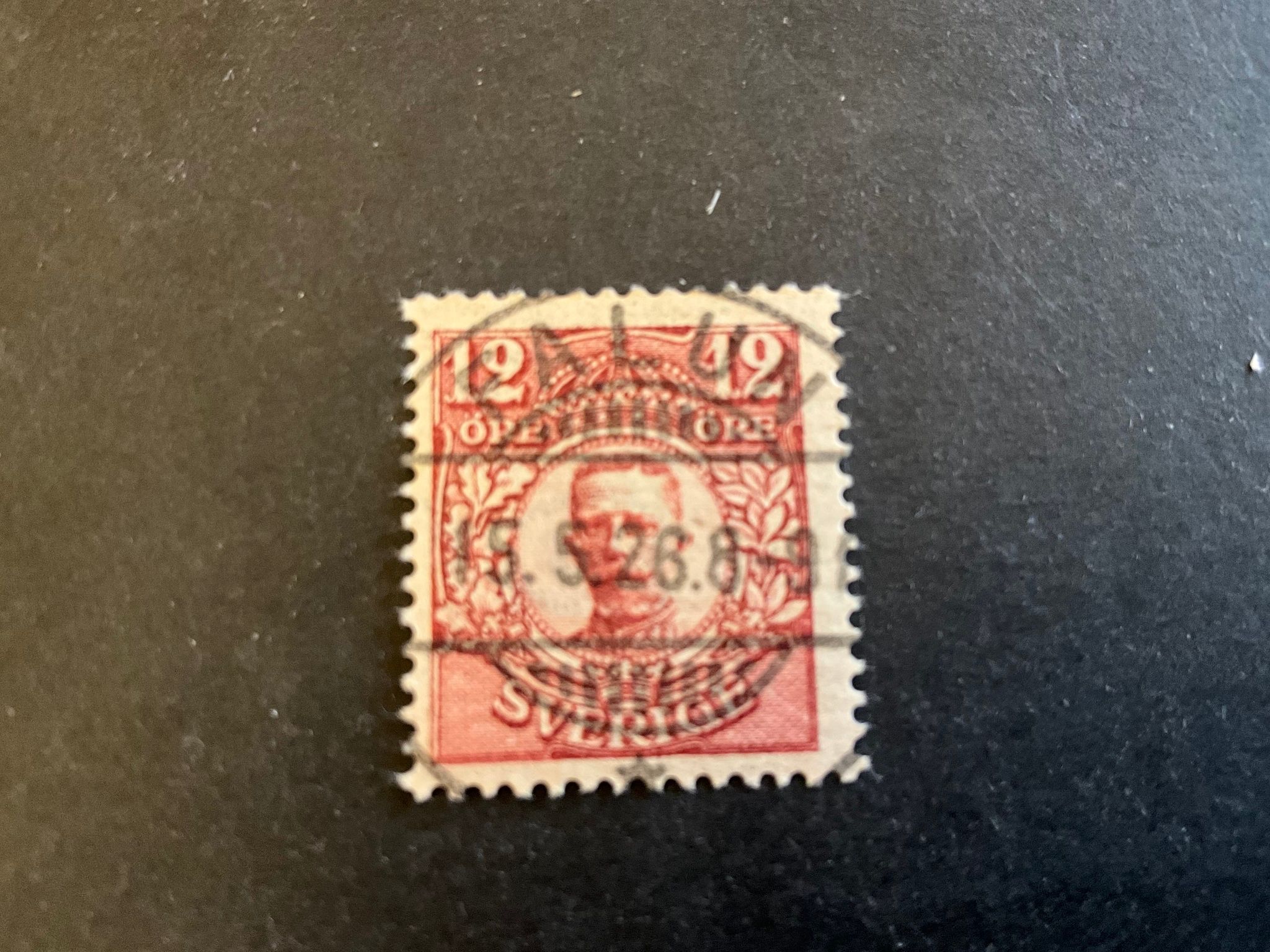 Gustaf V i medaljong facit nr 83 lyxstämplat FALUN  med VM KPV