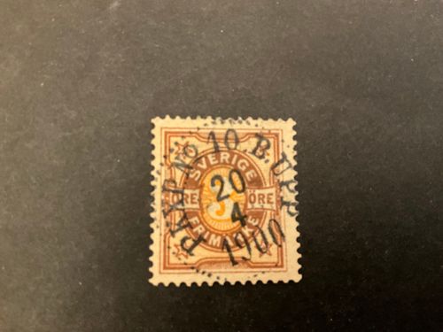 Tvåfärgad siffertyp facit 63 praktstämplat PKXP No 10 B UPP