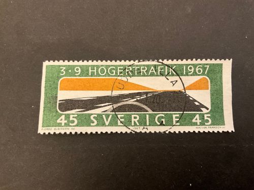 Högertrafik 1967 facit nr 611 A2 lyxstämplat UDDEVALLA 2