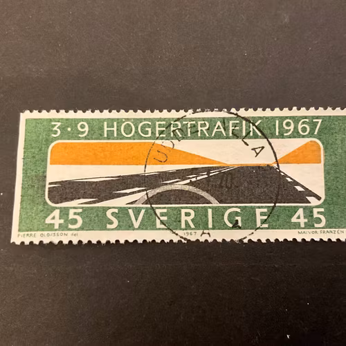 Högertrafik 1967 facit nr 611 A2 lyxstämplat UDDEVALLA 2