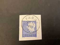 Gustaf VI Adolf typ III facit 430 A praktstämplat på klipp FÄGRE