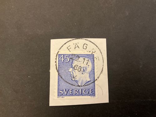 Gustaf VI Adolf typ III facit 430 A praktstämplat på klipp FÄGRE