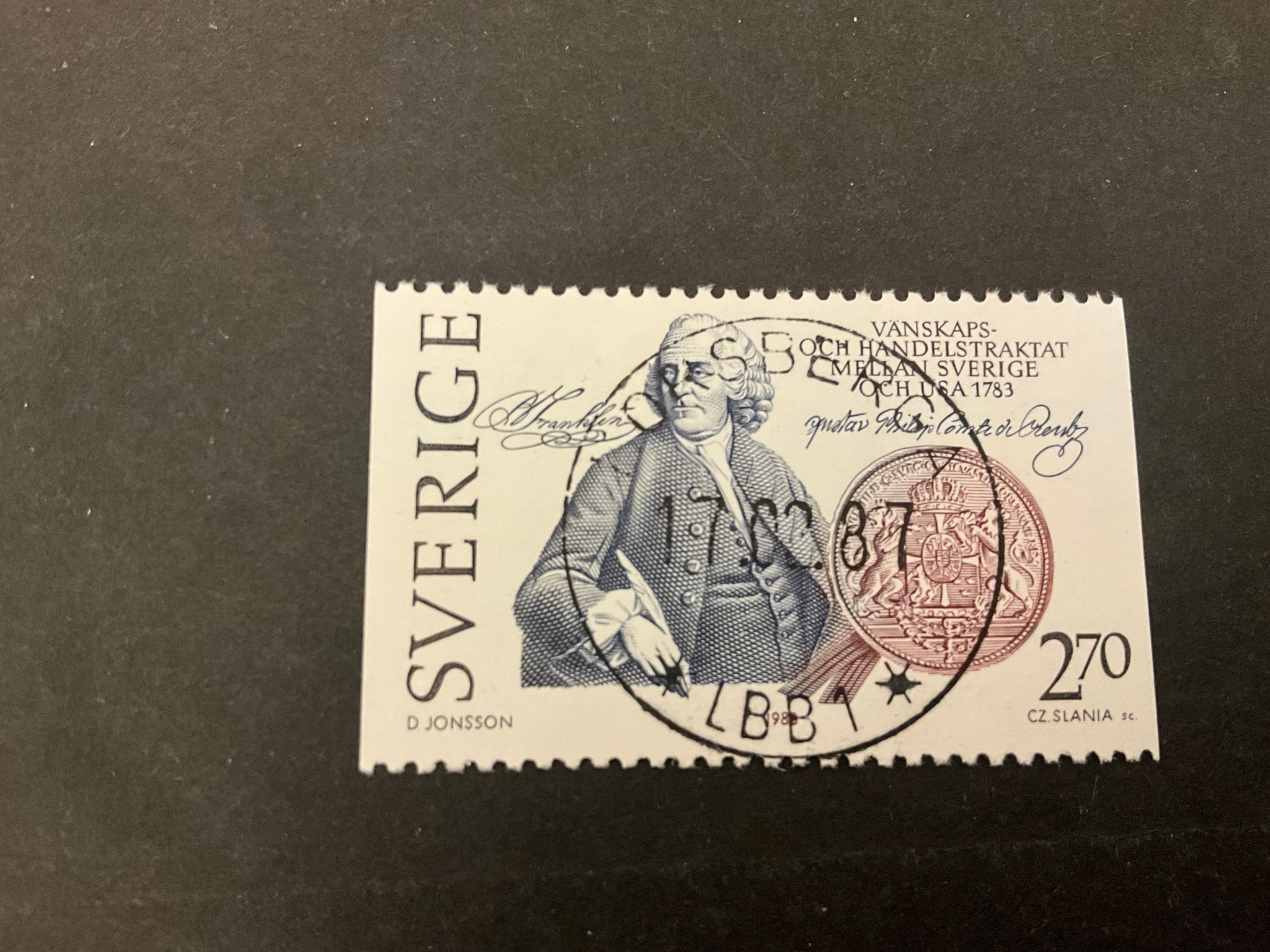 Traktat Sverige-USA facit 1249 lyxstämplat KORSBERGA *LBB1*