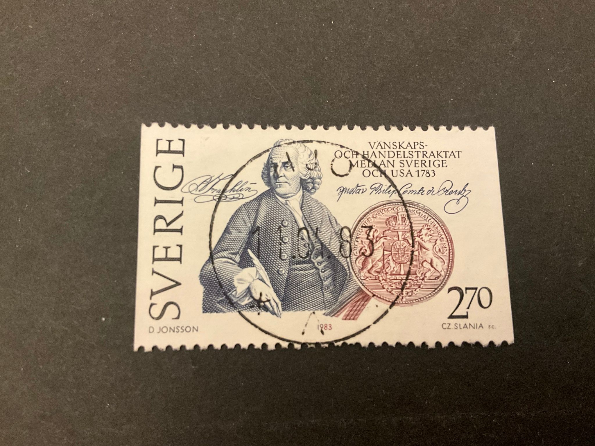 Traktat Sverige-USA facit 1249 lyxstämplat HJO
