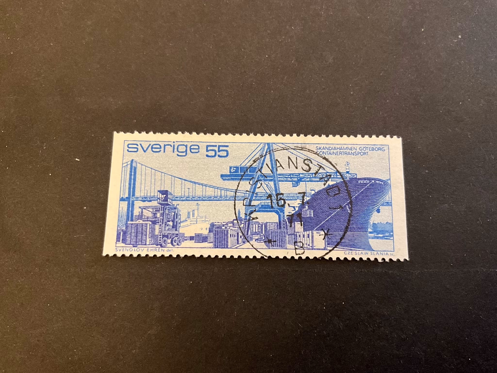 Contaienertransport facit nr 728 A2 lyxstämplat KRISTIANSTAD 1