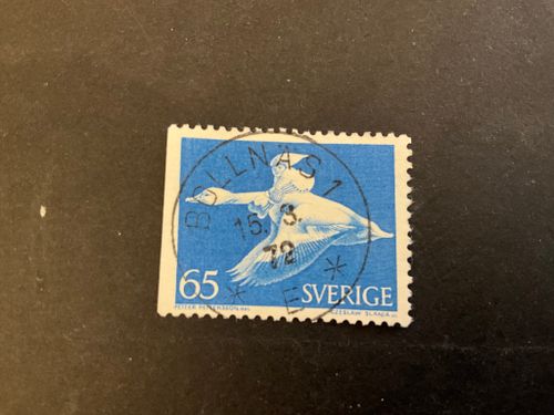 Nils Holgersson facit nr 750 B1 med gul fluorescerande praktstämplat BOLLNÄS 1