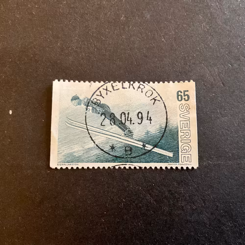 VM på skidor 1974 facit nr 853 lyxstämplat BYXELKROK