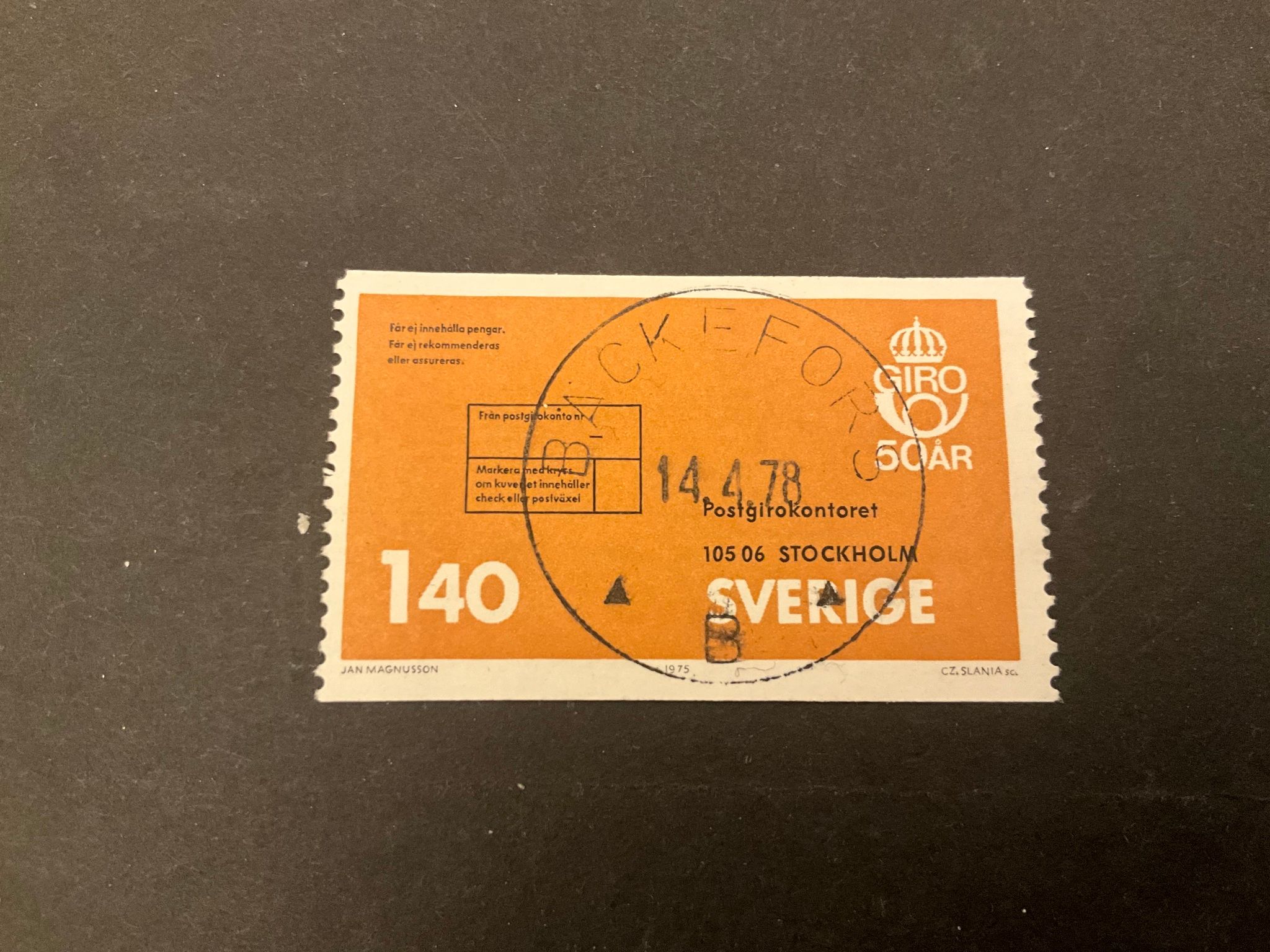 Postgirot 50 år facit nr 908 lyxstämplat BÄCKEFORS