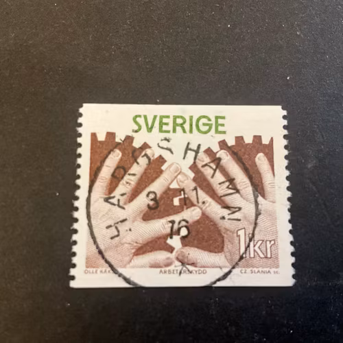 Arbetarskydd facit nr 982 lyxstämplat HARGSHAMN