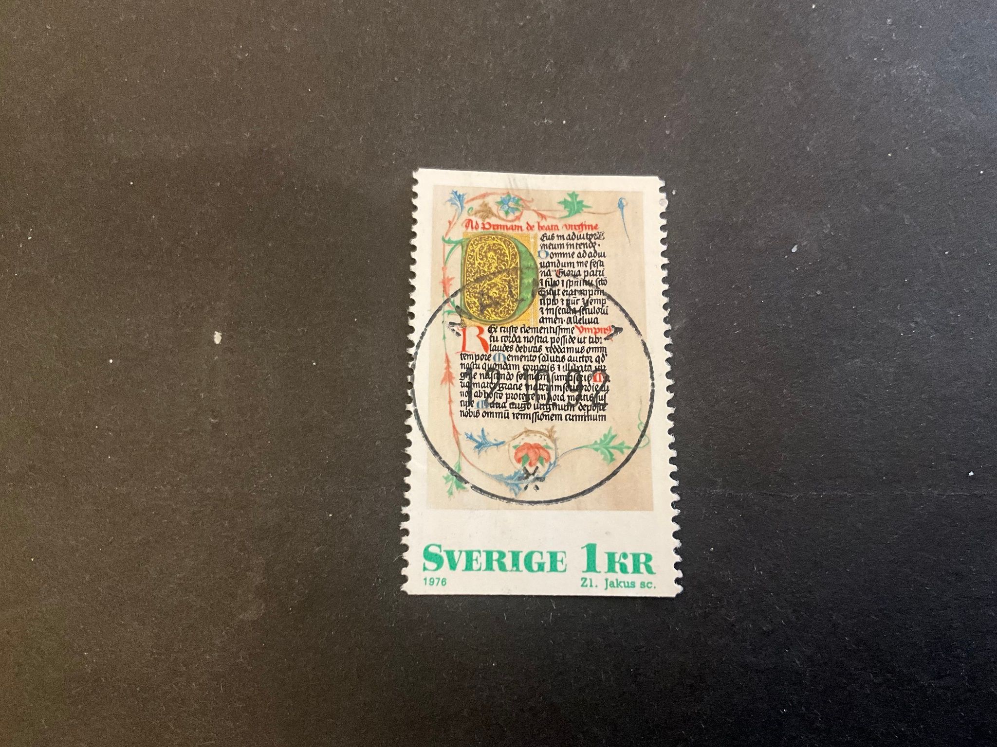 Medeltida bokmåleri facit nr 986 lyxstämplat MALMÖ 1