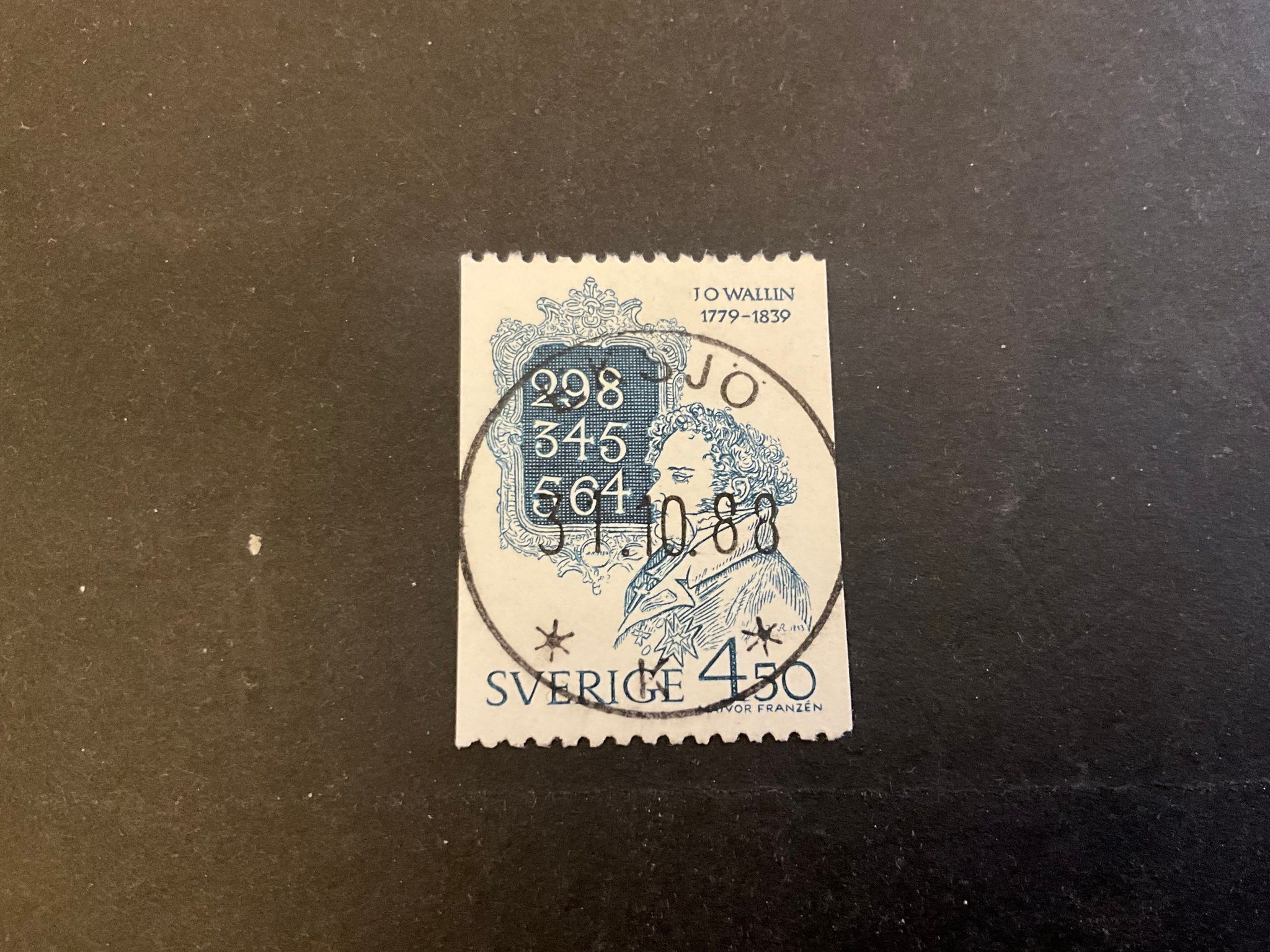 Johan Olof Wallin 200 pr facit nr 1091 lyxstämplat EKSJÖ